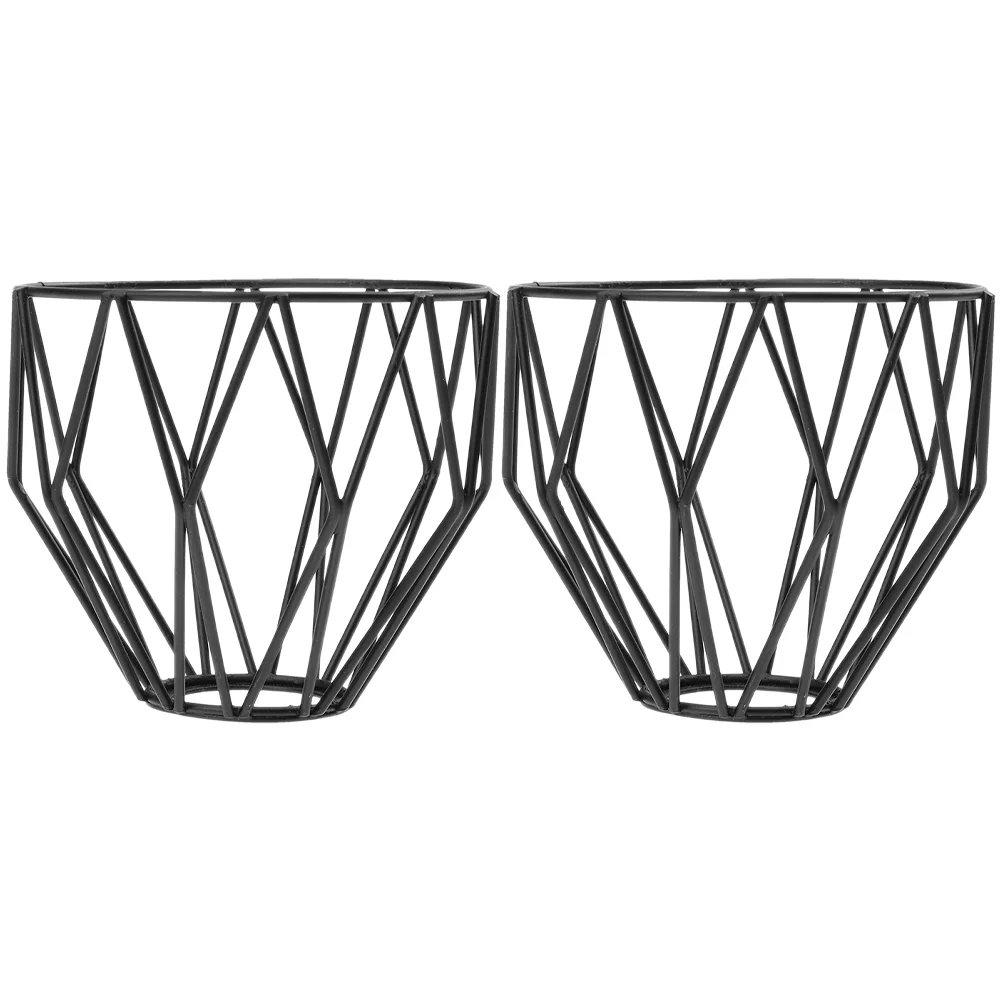 2 Pcs Lampshade Hanging Shades Iron Pendant Light Ceiling Little Black Lampshades for Bulb Cage Guard Wrought Office