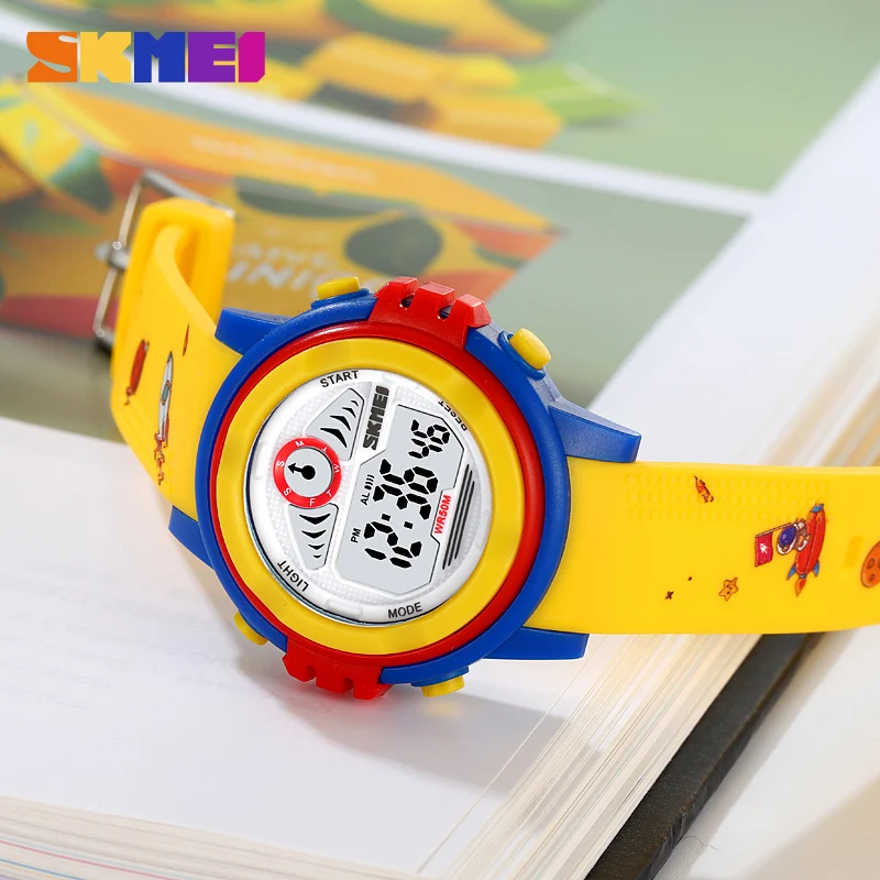 SKMEI Cute Cartoon LED Light Stopwatch Children Watch 50m Waterproof Kids Digital Wristwatches For Boys Girls Clock Alarm Clock