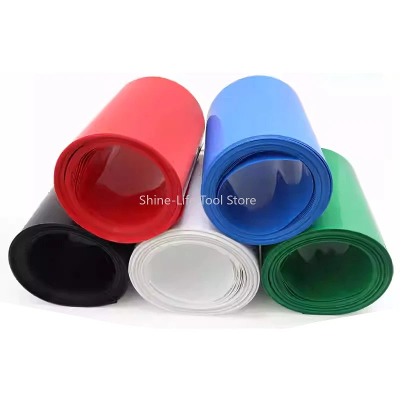 Colorful PVC Shrinkable Film Insulation Lithium Battery Sheath Heat Shrink Tubing 2:1 Wire Cable Sleeve Width 15mm ~ 300mm