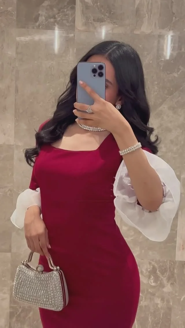 Customized Sizes Available Modern Style Jersey Pleat Ruched Mermaid Square Neck Midi Dresses Bespoke Occasion Dresses Simple