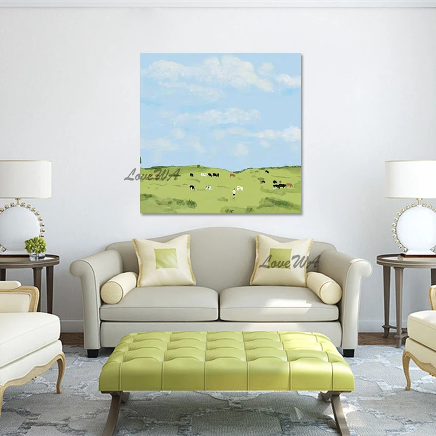 Custom Artwork Abstract Landscape Painting Art Wall Pictures for Living Room, China Import Item Decoration for Home