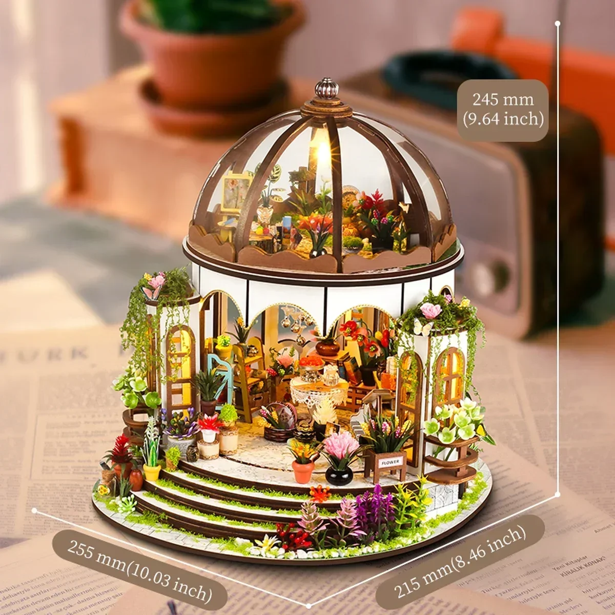 DIY Wooden Flower Dollhouse with Furniture Led Lights Doll Houses Hanging Garden Casa Miniature Building Kit for Girls Gifts