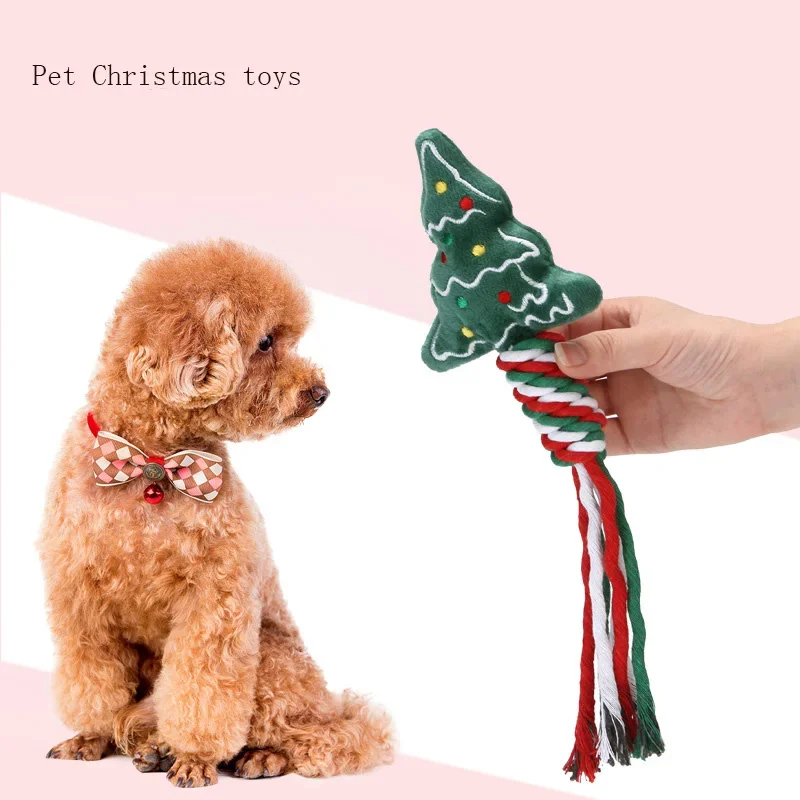 Pet Supplies Dog Training Gnawing Grinding Teeth Cleaning Teeth Cotton Knots Christmas Series Plush Toys Soothing Emotions