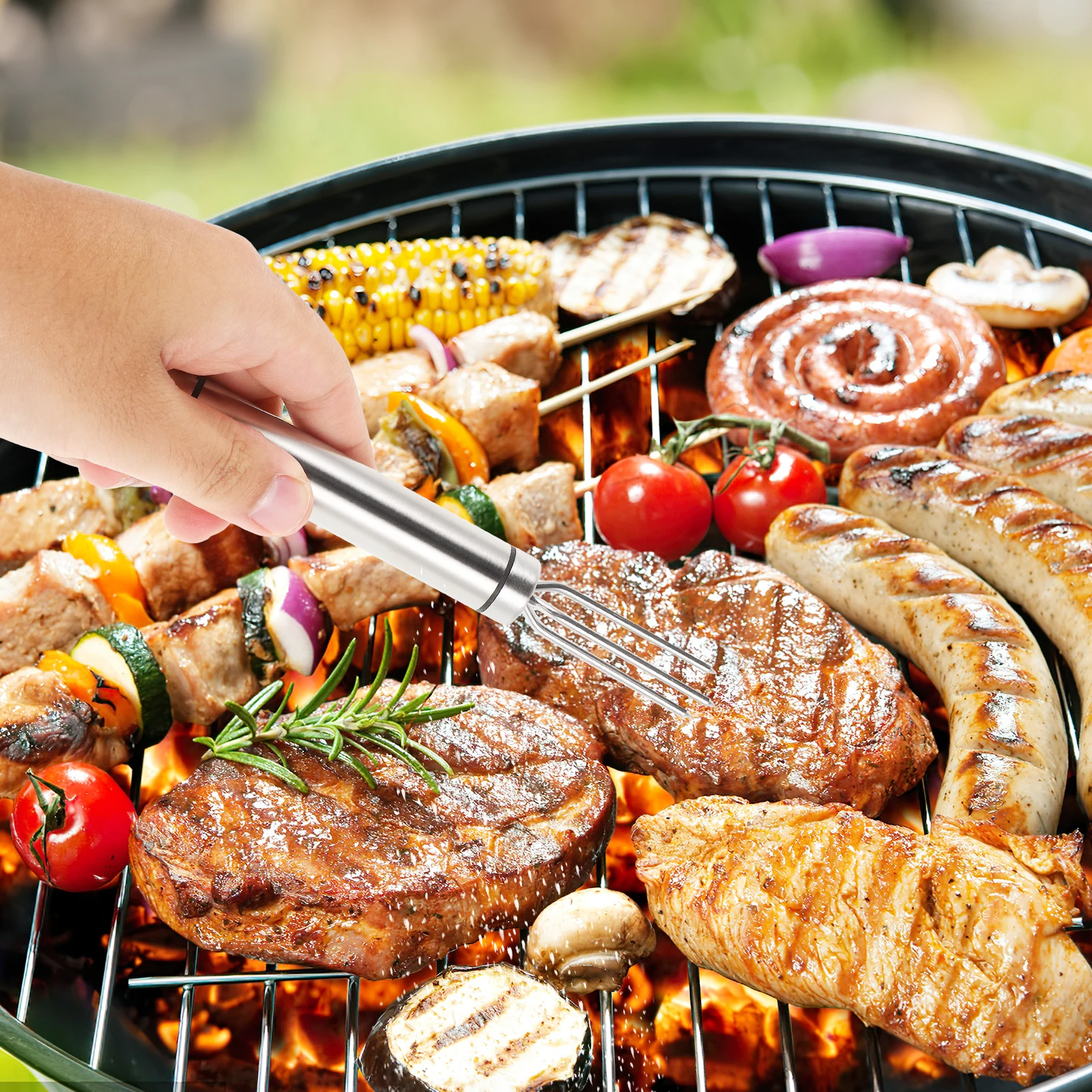 

2Pcs Small Corn Fork Holders Stainless Steel Bbq Accessories Multi-Use for Fruits Vegetables Meat Corn Holders