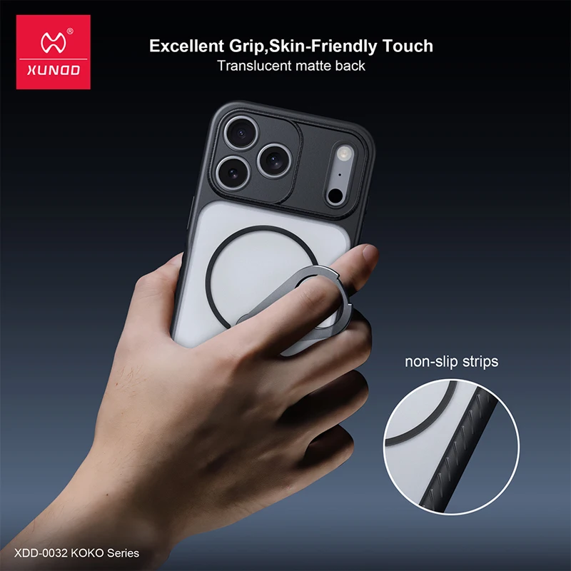 For iPhone 17 Pro Max 17 Pro Case XUNDD Magnetic Translucent Matte PC with Foldable Ring Stand Frosted Cover for iPhone17 Pro