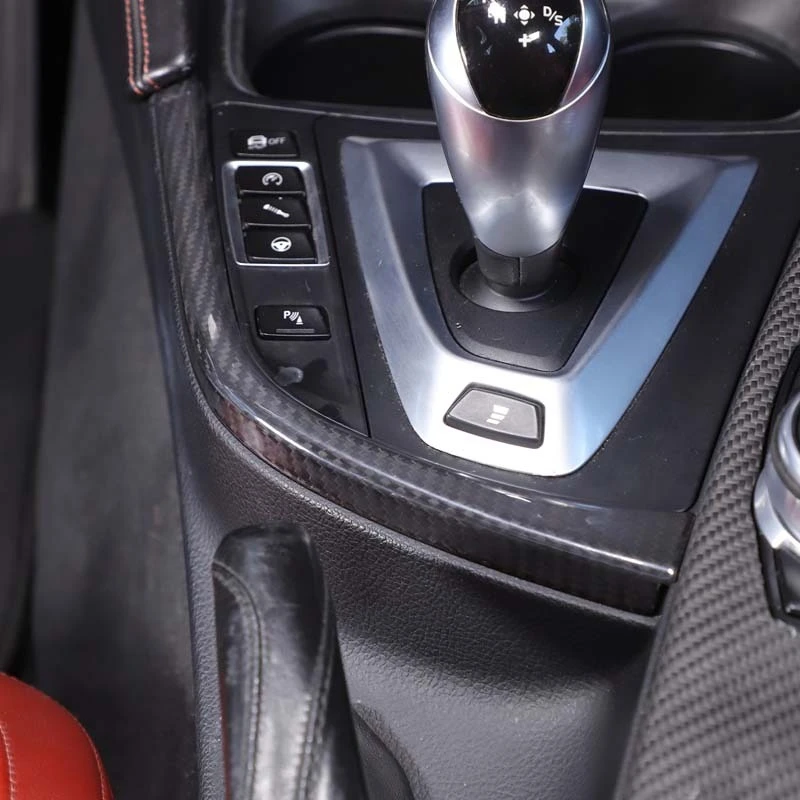 For BMW F80 F82 F83 M3 M4 14-18 Real Carbon Fiber Car Gear Shift Side L Shape Strips Panel Trim Interior Accessories LHD 6