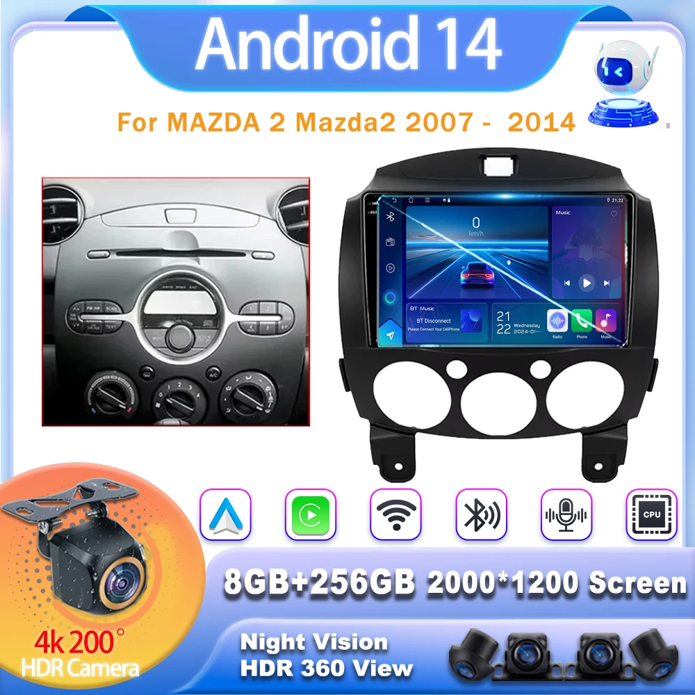 Car Android Radio For MAZDA 2 Mazda2 2007 2008 2009 2010 2011 2012 2013 2014 Multimidia Video Player Navigation GPS Navi NO 2din