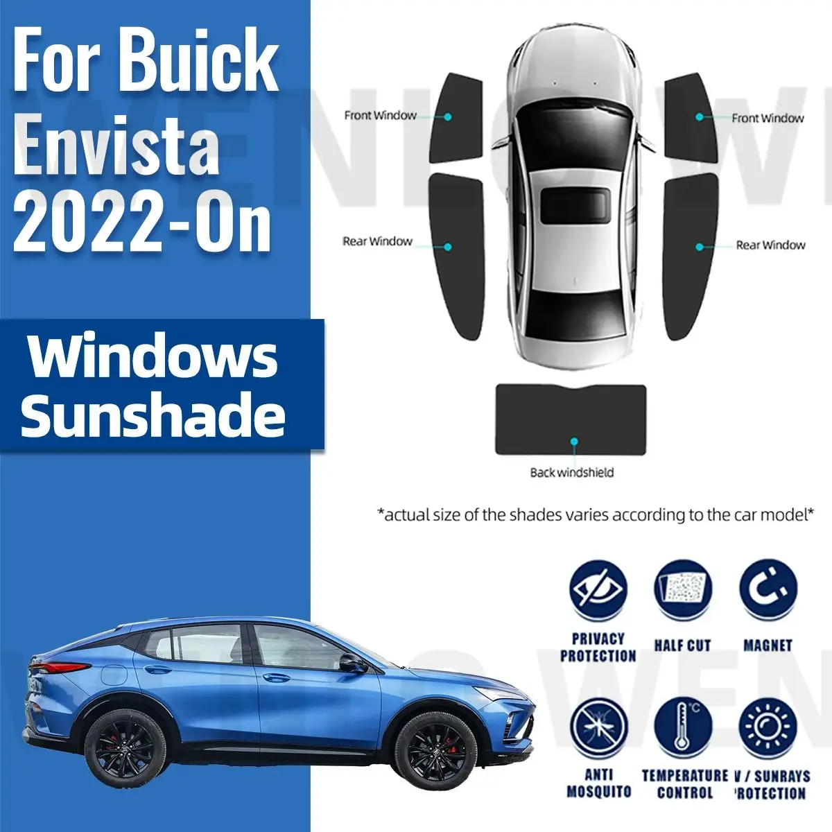 

For Buick Envista 2022 2023 2024 Car Sun Visor Accessories Window Windshield Cover Sunshade Curtain Mesh Shade Blind Custom