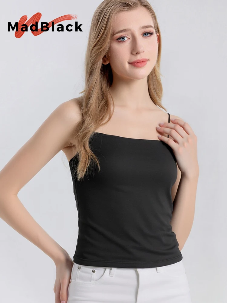 

MadBlack-90%Silk 10%Spandex Elegant Knit Sling, With Padded Cups, Women French Casual Thin Camisole, 2026 Summer New T66149CC