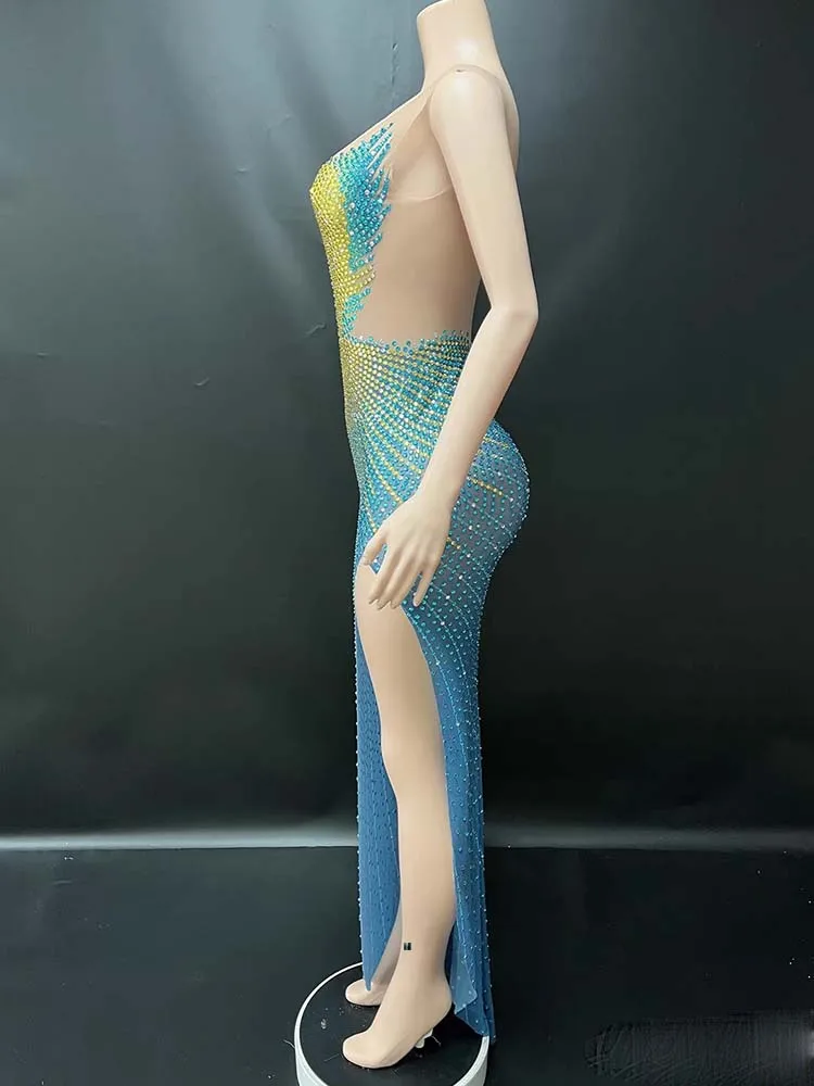 High Quality Hot Stamping Sexy See Through Mesh Elastic Vest Dress 2025 New Fashion Custom Women'S Clothing