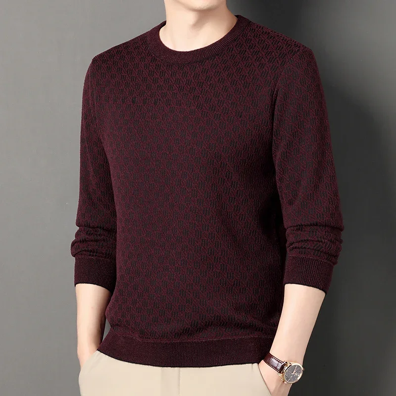 Autumn and Winter New Men's Half High Neck Warm and Fashionable Knitted Sweater Pullover