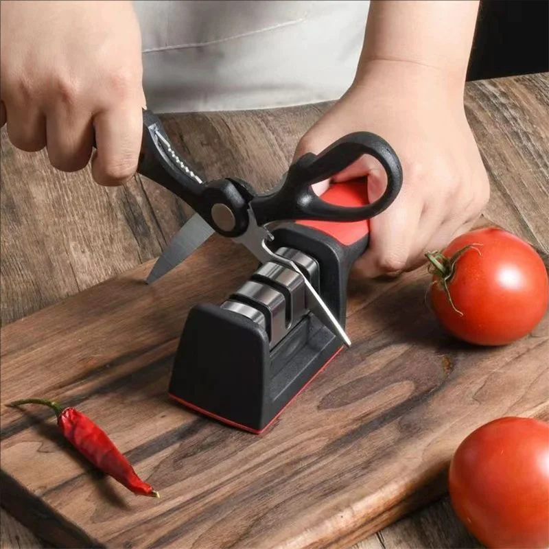 3/4 Segment Knife Sharpener Kitchen Multifunctional Handheld Fast Sharpening Stone Three-stage Cutting Knife Kitchen Supplies