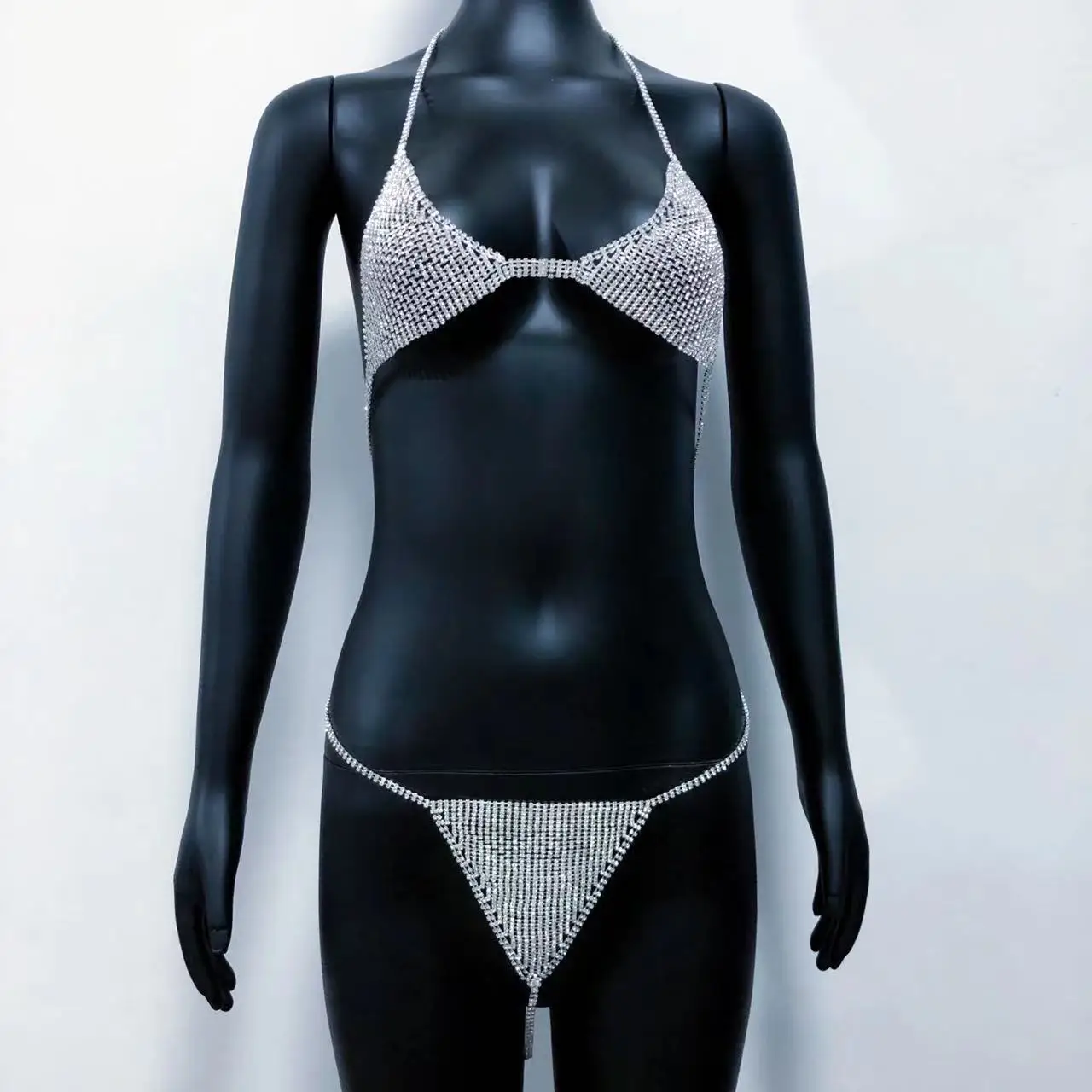 

Women's Sexy Beach Bikini Suit Body Chains Bra Chain Super Flash Rhinestone