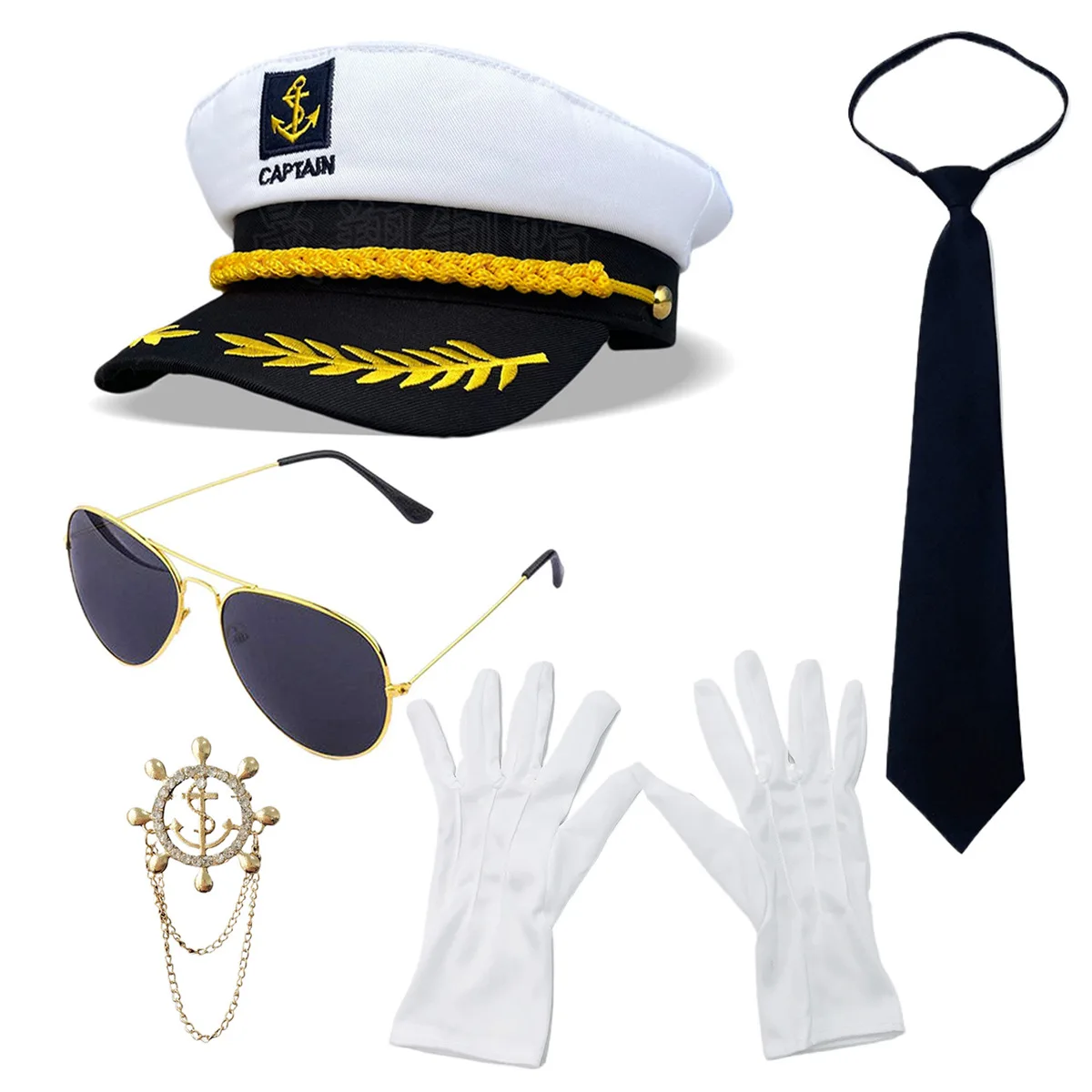 Festival Party Cosplay Marine-Kapitän Verkleidungs-Kostüm Zubehör Matrosen-Rollenspiel Hut-Set – Detail 2