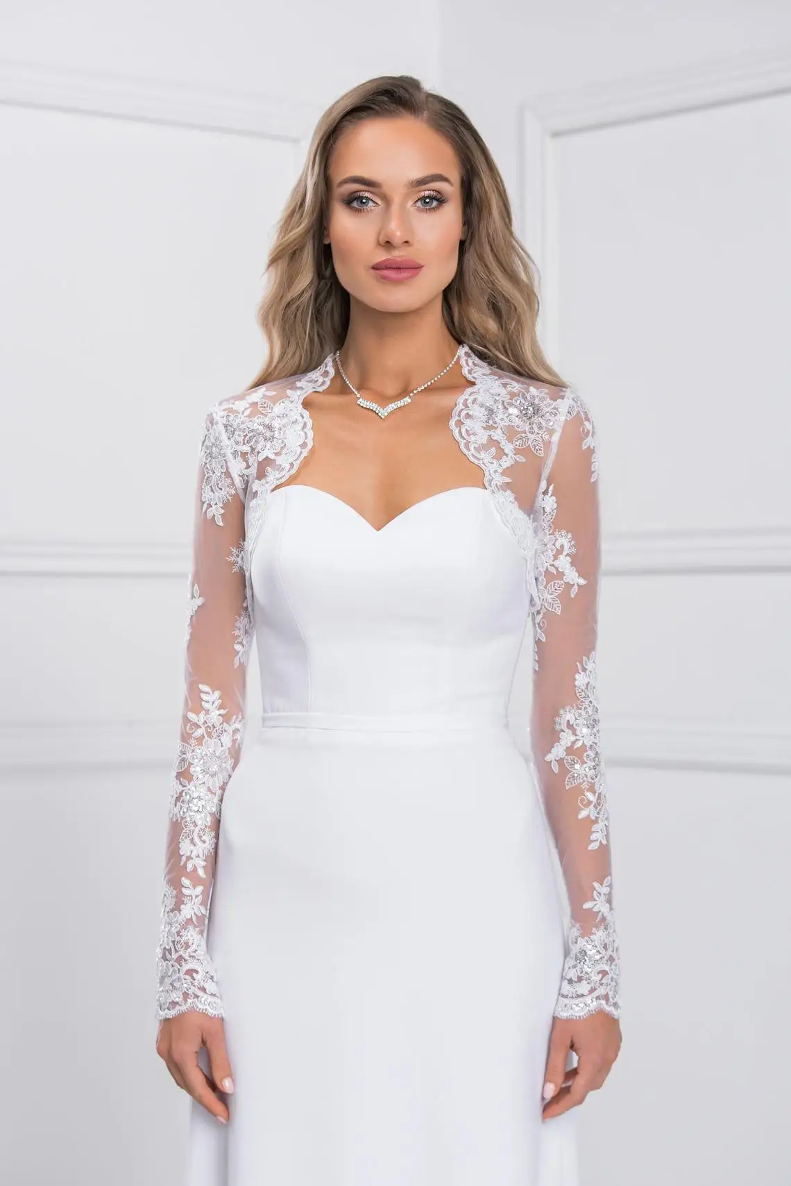 Neue Luxus Angepasst Spitze Bolero Langarm Vorne Offen Braut Jacke Frauen Weibliche Braut Wraps Für Hochzeit Nach Maß