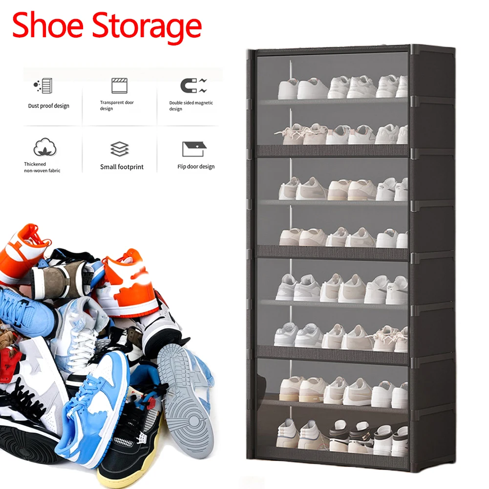 

9-ярусная подставка для обуви на 18 пар с прозрачной крышкой, высокая полка для обуви, стеллаж для прихожей, спальни и коридора