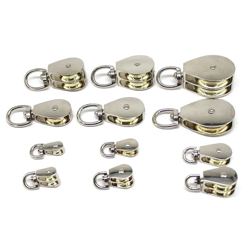 Metal Sheave Zinc Alloy Fixed Pulley Crown Block and Tackle Lifting Wheel Mini Single/Double Pulley for DIY