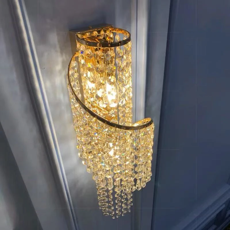 

Новый дизайн, хрустальный настенный светильник для гостиной, ТВ-фон, настенный светильник, прикроватная лампа для спальни, прихожая, лестничная клетка, вход, декоративная лампа
