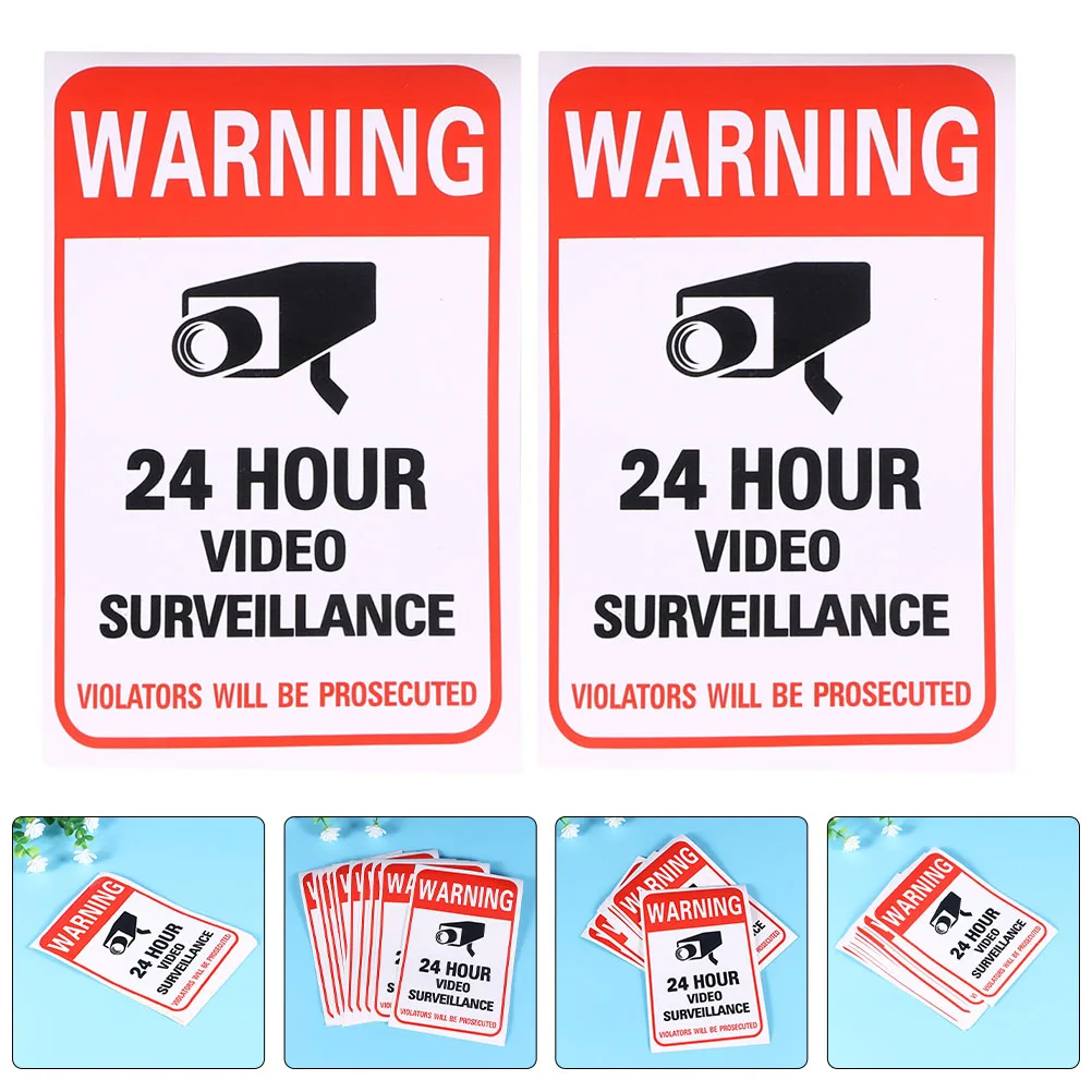 

100 Pcs Video Warning Stickers Signs Easy Mounting Adhesive Labels Fade Resistant Decals Car Decoration