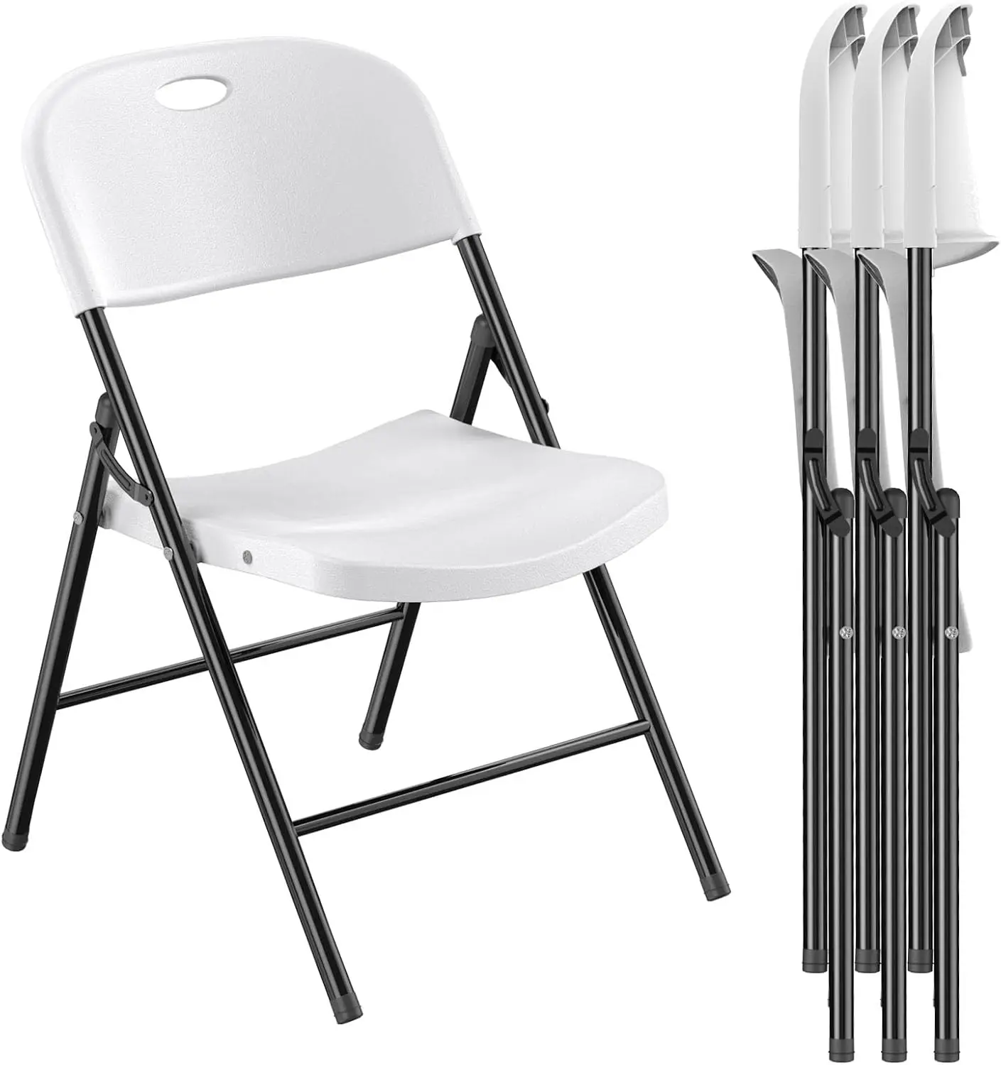 

Nazhura 4 Pack 650 Weight Limit Heavy Duty Plastic Folding Chair with Reinforced Steel Frame for Indoor and Outdoor, Wedding