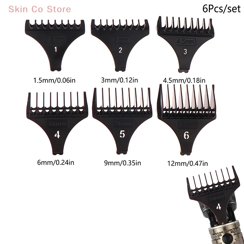 [CO]6Pcs For T9 1.5/3/4.5/6/9/12 Mm Professional Hair Trimmer Limit Comb Universal Guards Hairdresser Hair Cutting Guide Barber