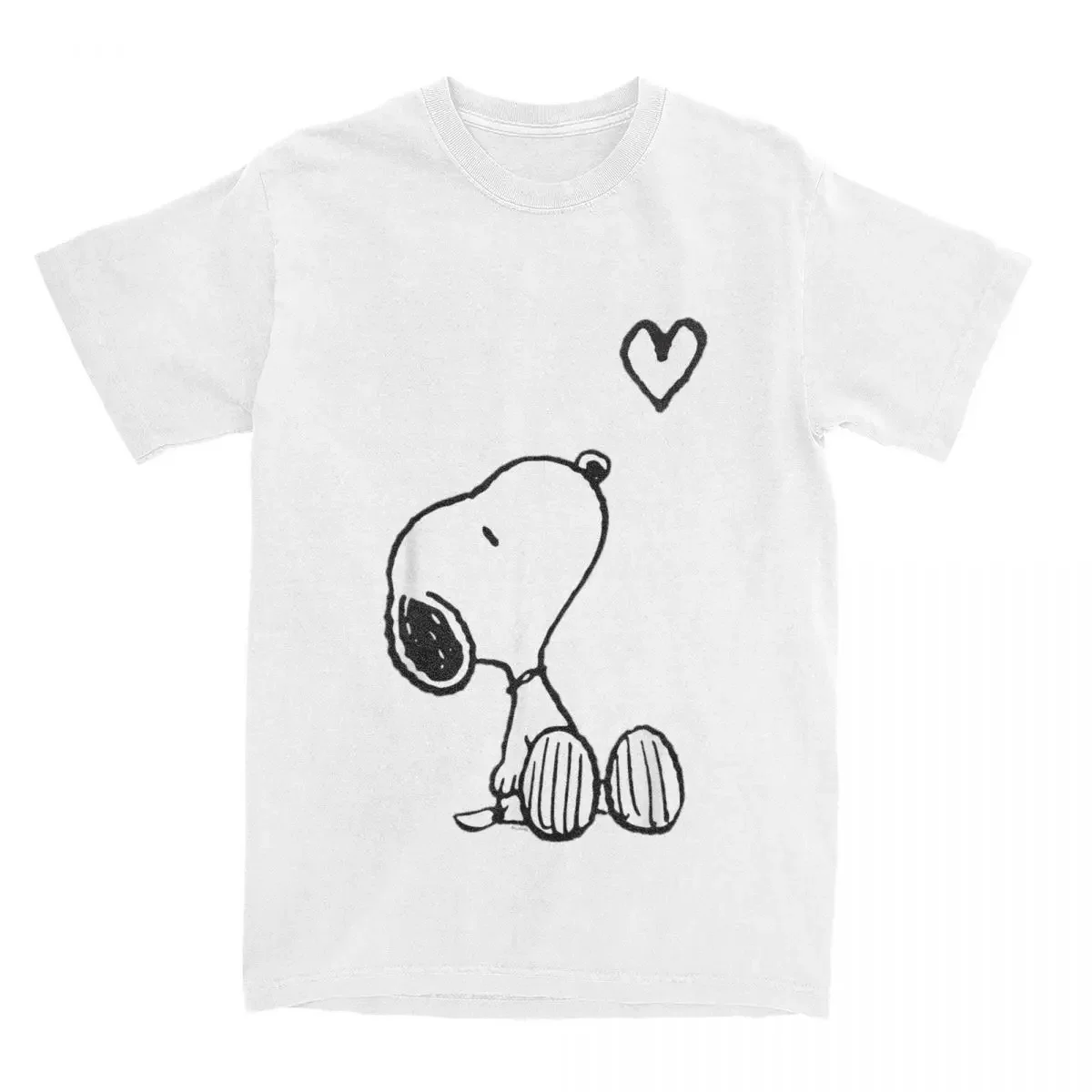 Snoopy Sitting Heart T Shirts Graphic Streetwear Vintage Men Women Cotton Oversized Harajuku Short Sleeve Amusing Casual Tops