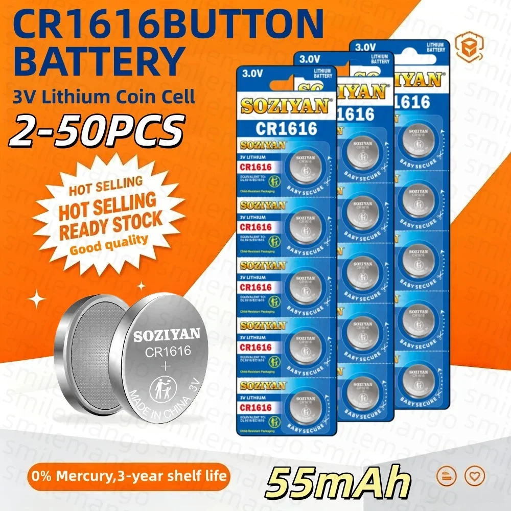 CR1616 High Quality Button Battery CR1616 DL1616 BR1616 5021LC LM1616 Watch Car Remote Control Lithium Battery