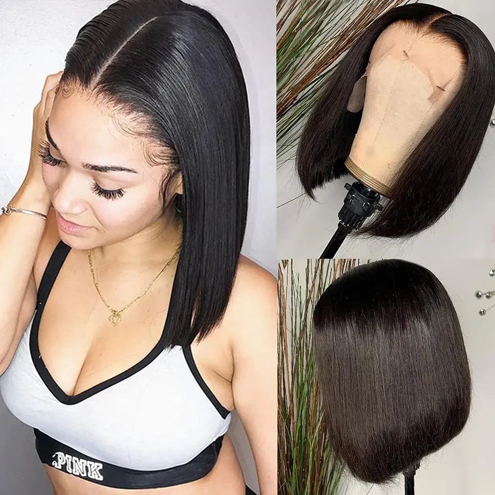 

hort Straight Bob Wig 13X4 Lace Front 4*4 Human Hair Wigs For Women 150% Density Transparent Lace Frontal Wig Wigs Human Hair