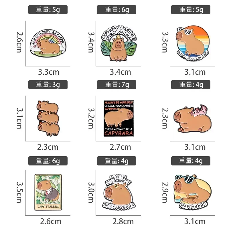 Cartoon Animal Capybara Brooch Enamel Pins Funny Cute Hippopotamus Lapel Badge Decoration Jewelry Gifts for Friends