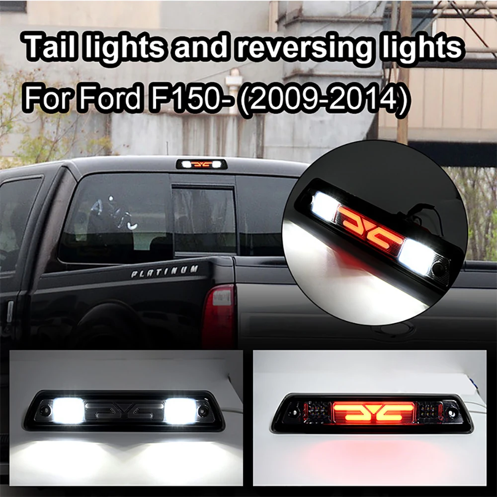 For 2009 2010 2011 2012 2013 2014 Ford F150 Smoke Lens LED High Brake Stop Tail Cargo Light Backup Signal Lamp