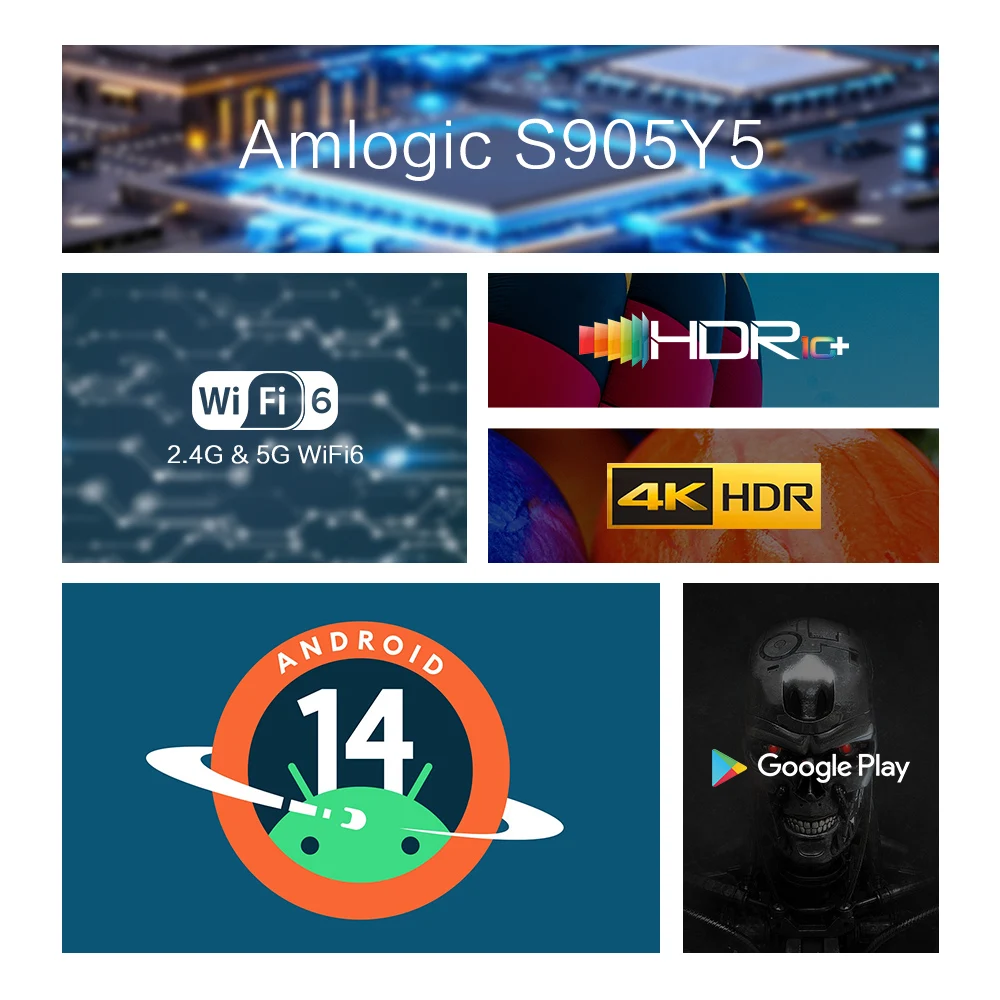 Tanix TX5 Android 14 Smart TV Box Amlogic S905Y5 4 GB 64 GB 2,4 G/5 G Dual Wifi 6 AV1 BT Set-Top-Box DDR4 Media-Player – Detail 3