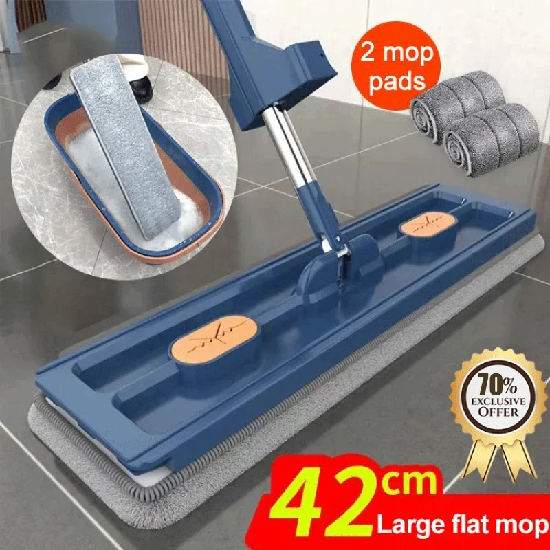 Lazy Mop 42 cm Large Flat Hands Wash Free strumento di pulizia assorbente per la casa