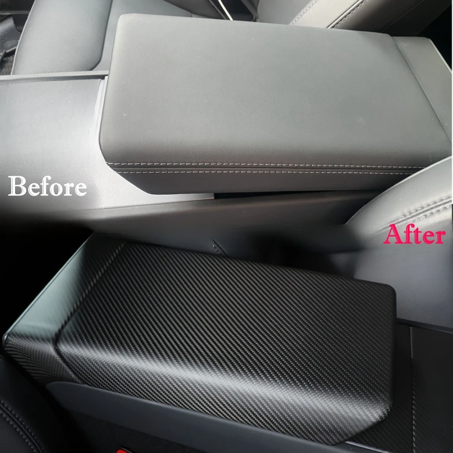 For Tesla Model 3 Highland 2024 Anti Kick Trim Protector Armrest Cover Rear Display Frame ABS Carbonfiber Pattern Decorations