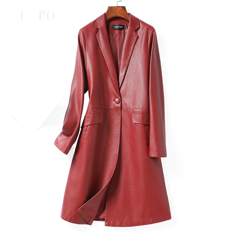 Haining Genuine Leather Coat Women\'s 2023 New Spring and Autumn Slim Fit Mid length Suit Large Sheepskin Suit