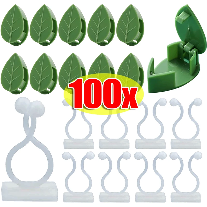 10-100Pcs Self-Adhesive Plant Wall Fixture Hook Climbing Support Clips Rattan Vine Fixer Invisible Garden Binding Clip Holder