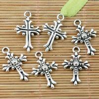 10pcs 22x19mm  tibetan silver color floral cross design charms EF2210