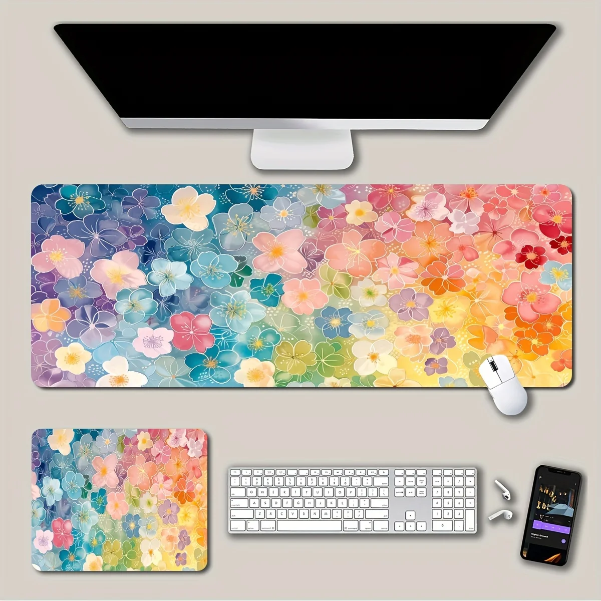 

Large Floral Rubber Mouse Pad - Non-Slip, High Precision, Easy Clean - Perfect Gamer's Gift for Home & Office Decor