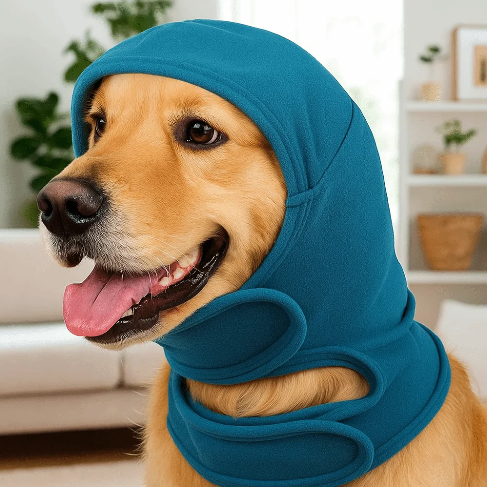 Warm Dog Calming Hood Adjustable Breathable Dog Ear Cover Washable Comfortable Dog Windproof Hat Veterinary Visits
