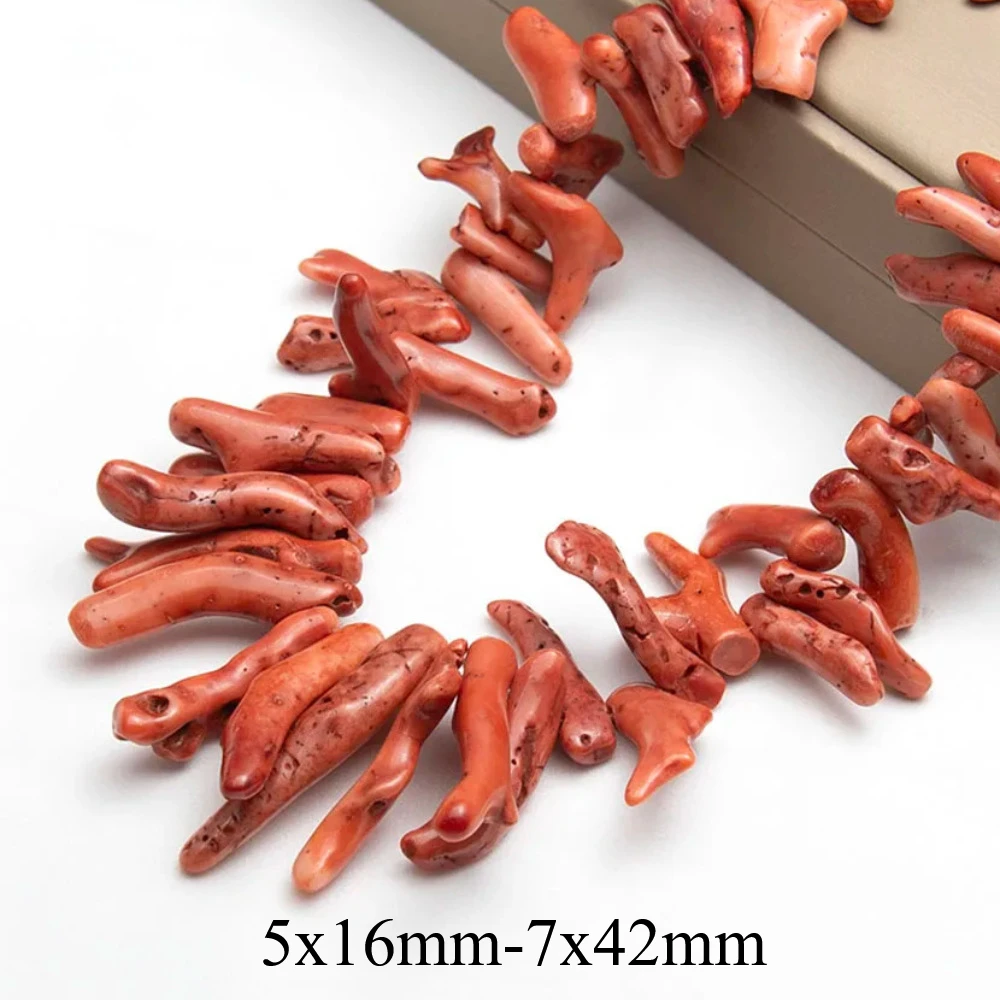 

Natural Red Coral Branches Beads Fashion 5x16mm-7x42mm Irregular Shape Beads for Women Jewelry Neckalce Bracelet Earrings