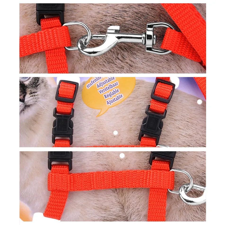 Personalized Cat Dog Harness Nylon Adjustable Walking Lead Leash For Puppy Kitten Collar Harness For Small Medium Pet