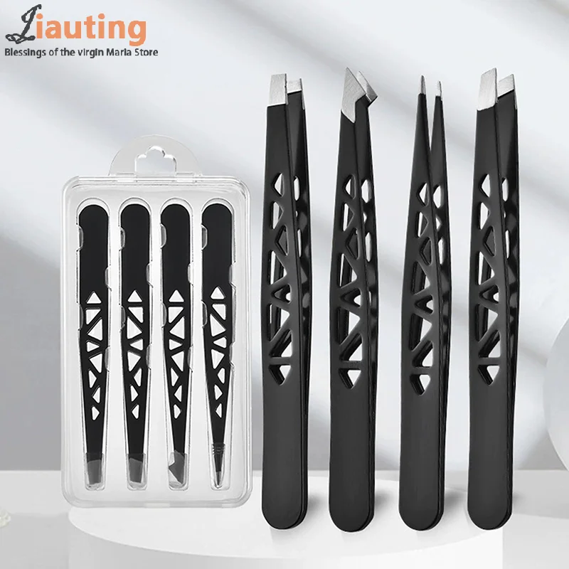 

4Pcs Professional Tweezers Set - Perfect For Eyebrow Hair Removal, Splinter & Ingrown Hair Removal & For Men & Women