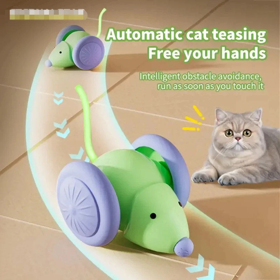Brinquedos para animais de estimação brinquedo interativo para gatos carro elétrico mouse-teaser automático com prevenção inteligente de obstáculos produtos para animais de estimação aparador vgr