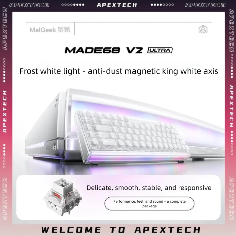 MelGeek MADE68 V2 ULTRA Magnetic Keyboard CNC Aluminum 189 RGB Lightbar TTC King Switch Gasket 68 Keys Esports Gaming Keyboard