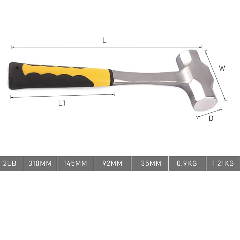 1 Stuk Zware Eendelige Bakstenen Boorhamers Bouwen Bouwingenieur Hamer (Grootte: 2lb)