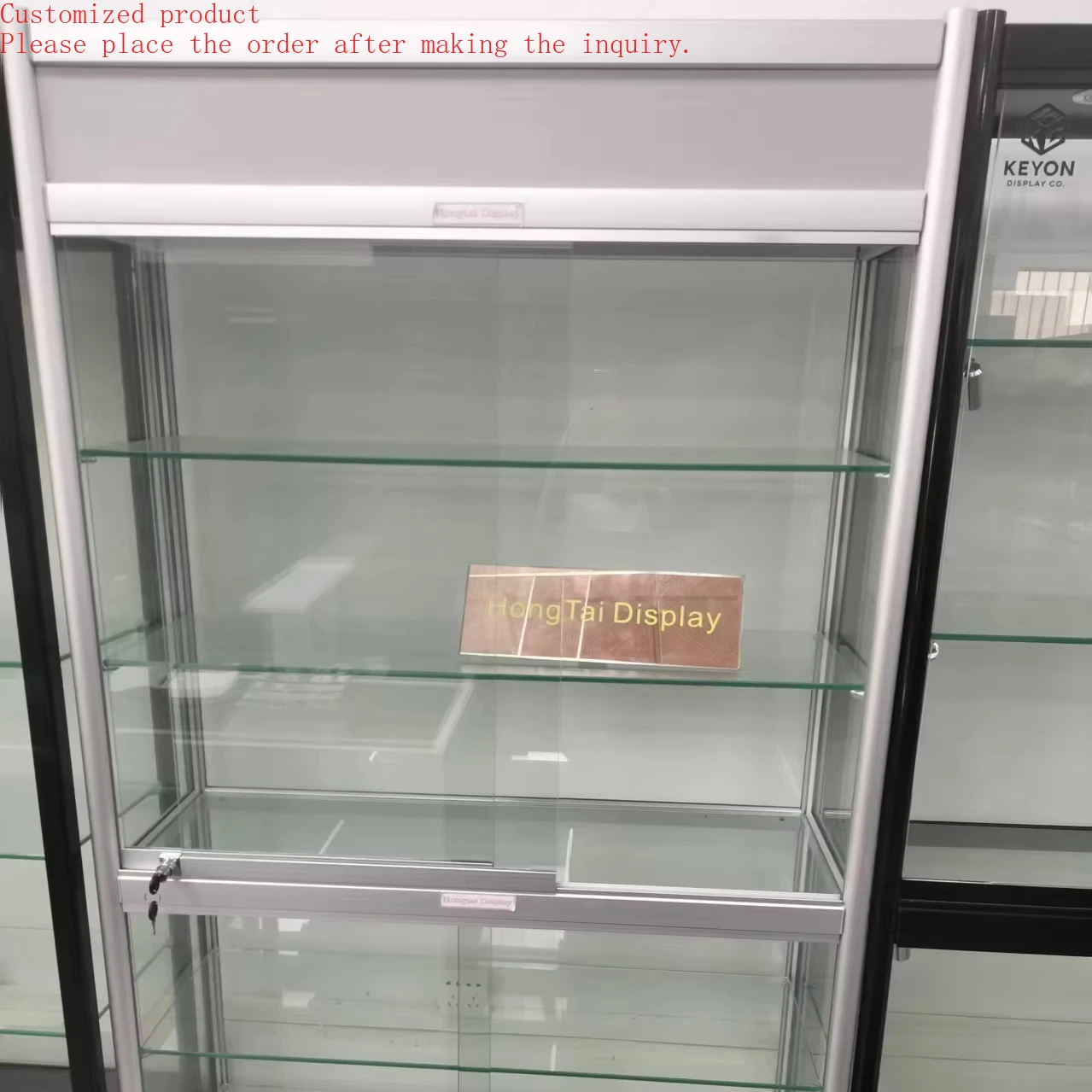 

Custom.Round Silver Aluminum Frame Smoke Shop Display Showcase Luxury High End Tempered Glass Showcase Cabinet