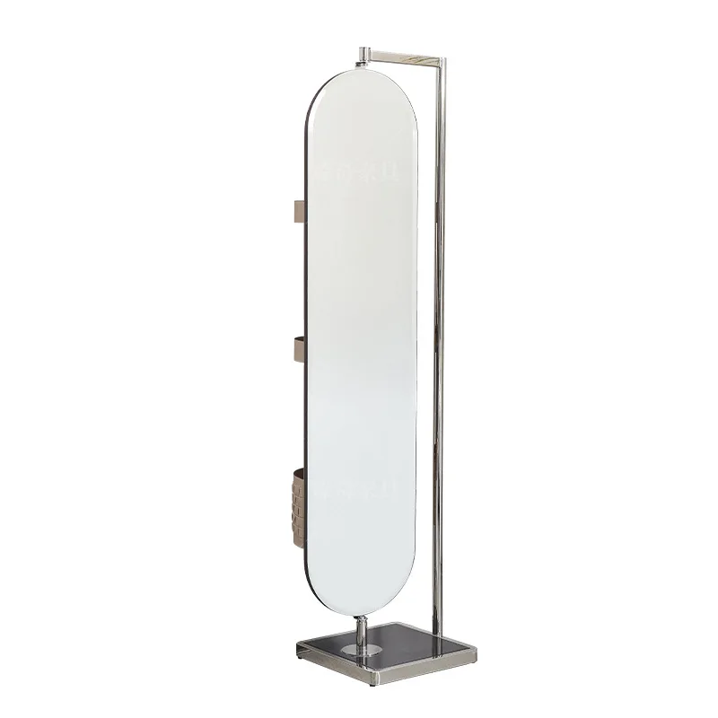 

Italian simple mirror fashion saddle leather makeup storage marble base rotating floor