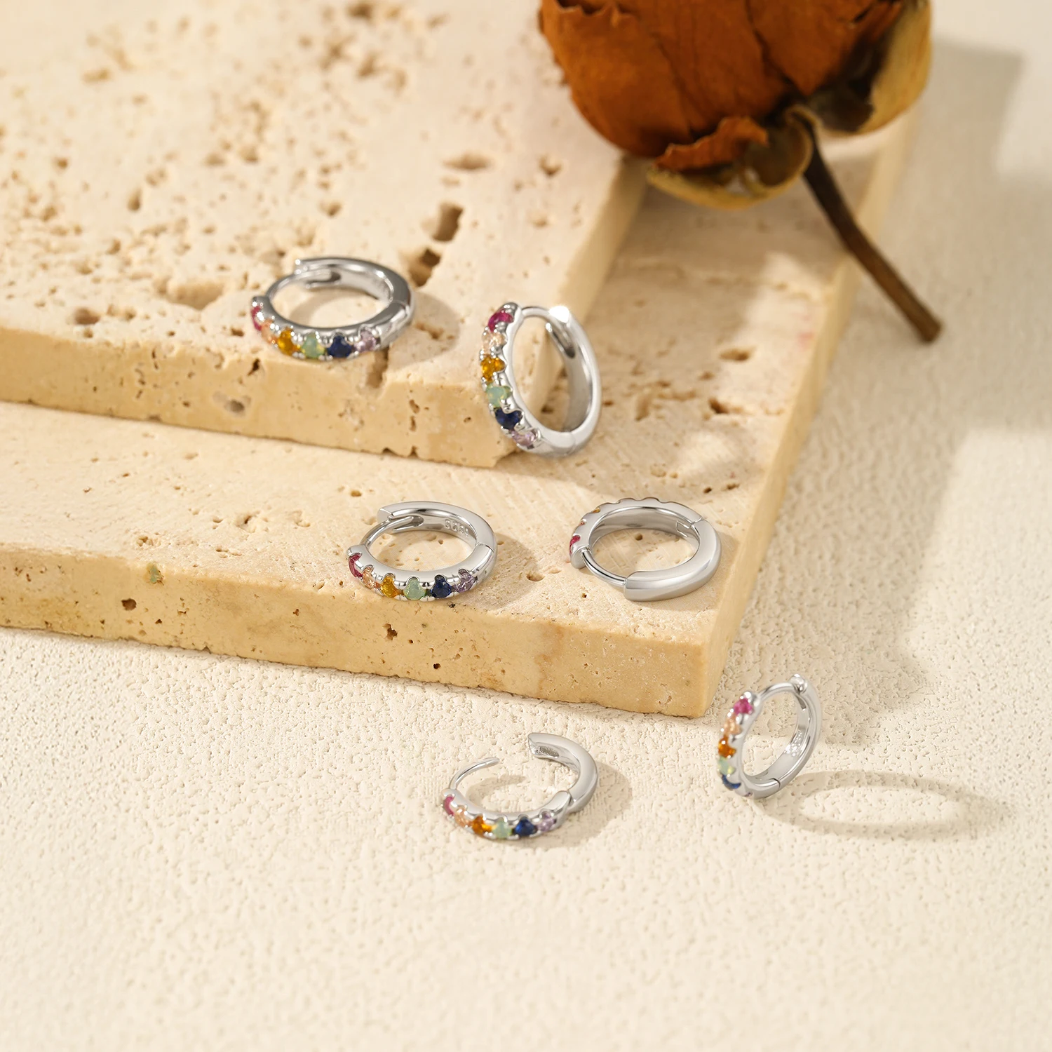 موديان 3 أحجام ملونة الأذن مشبك 925 فضة العصرية تكويم جولة زركونيا هوب أقراط للنساء غرامة مجوهرات