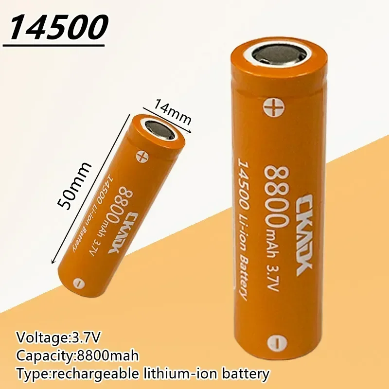 14500 Lithium Rechargeable Battery 3.7V8800mAh Large Capacity Lithium Battery Multimeter Flashlight Laser Pen Battery+charger