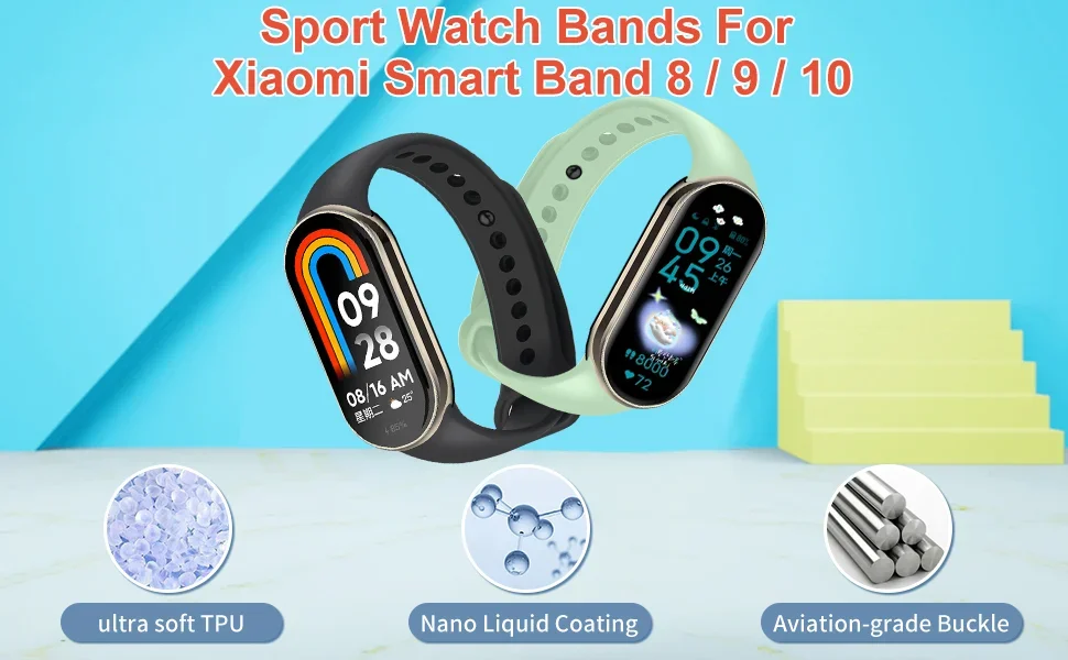 Silikonarmband für Xiaomi Mi Band 10 9 8 Armband NFC Sport Gummiarmband Pulseira Correas Xiaomi Smart Band 10 9 8 Zubehör – Detail 4