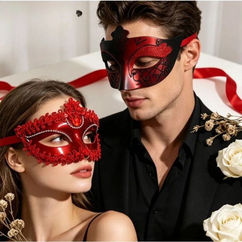 

Venetian Painted Half Face Mask Unisex Plastic Halloween Masquerade Party Prop
